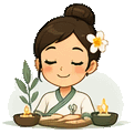 Massage Finder Figur in entspannter Spa-Atmosphäre